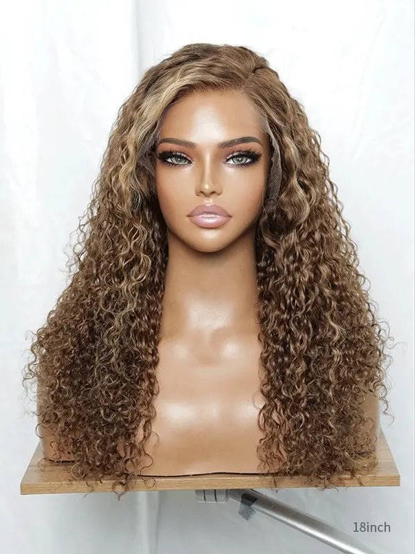 blonde curly wig