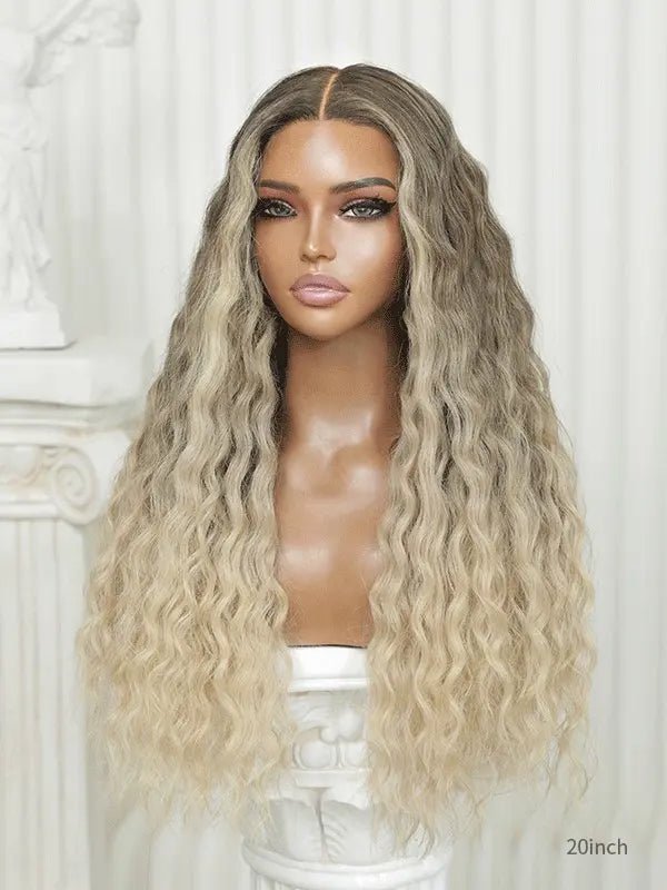 blonde curly wig