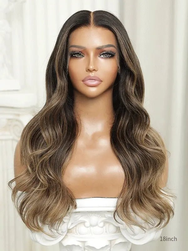 brown wig with blonde highlights