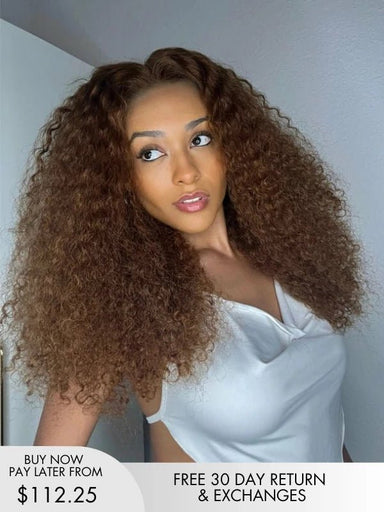 brown curly wig