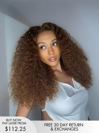 brown curly wig